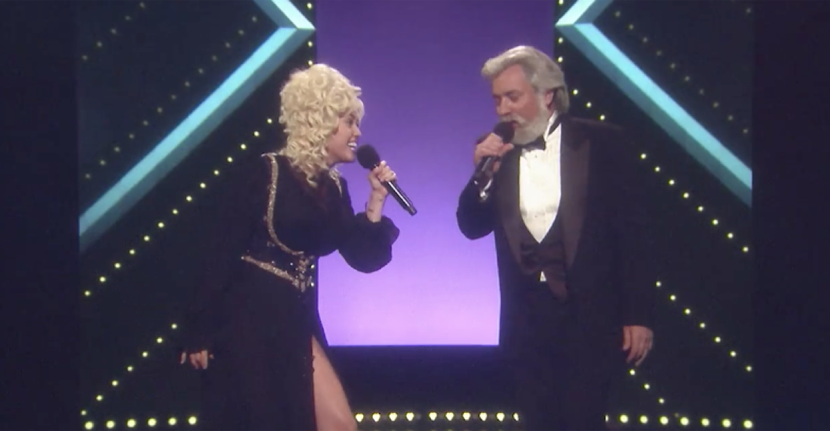 Cyrus dressed up as Parton on The Tonight Show