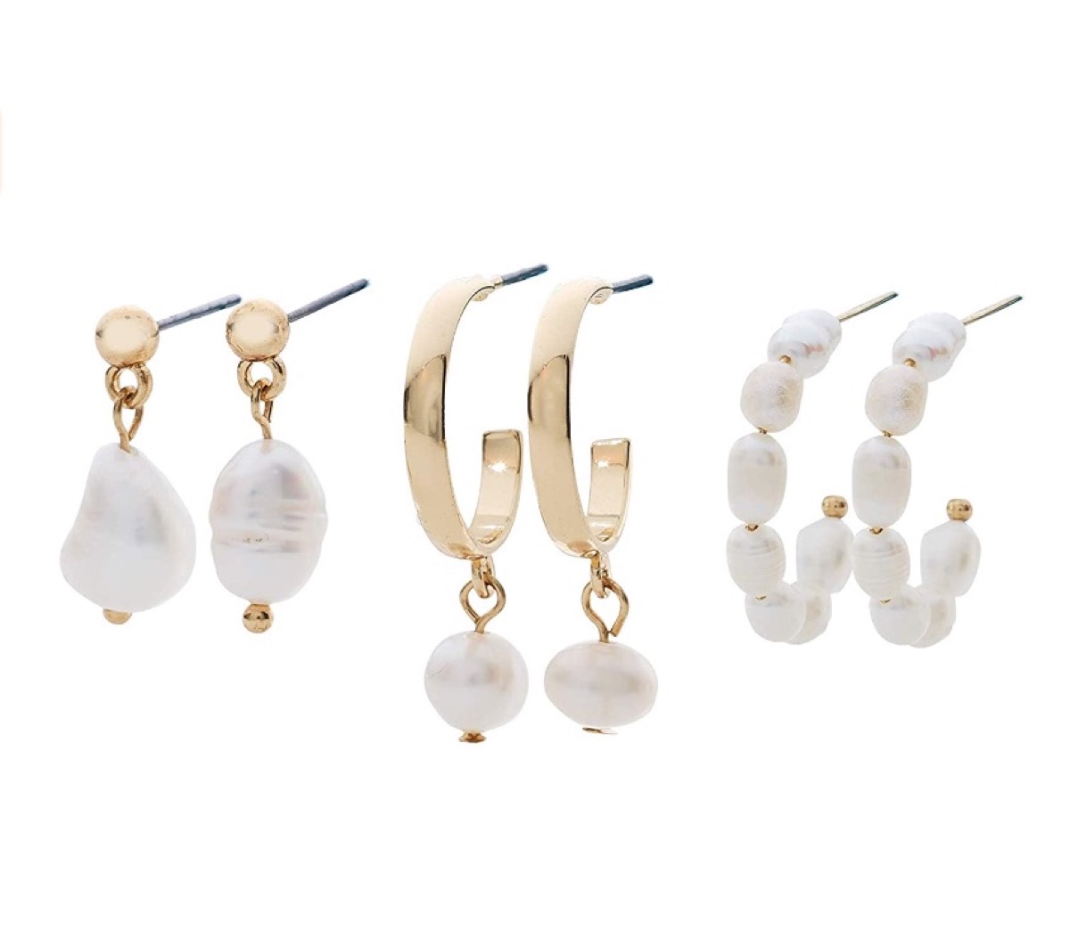 set of three earring pairs