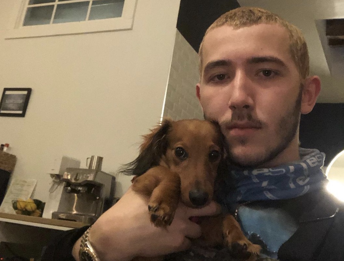 Frankie Jonas and dog