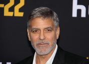 George Clooney wears a black suit at the premiere of "Catch-22" in 2019