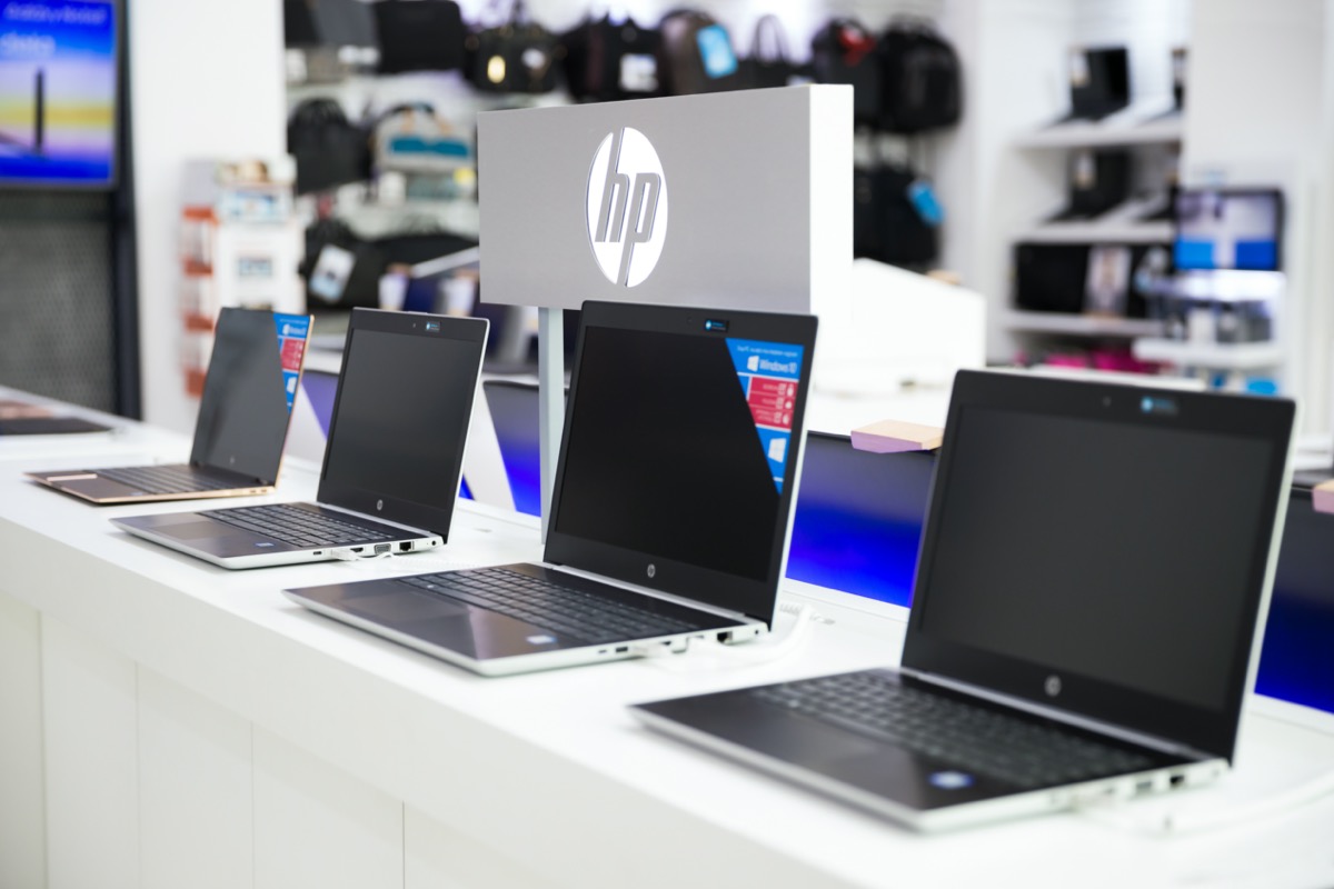 hp laptops on display in store