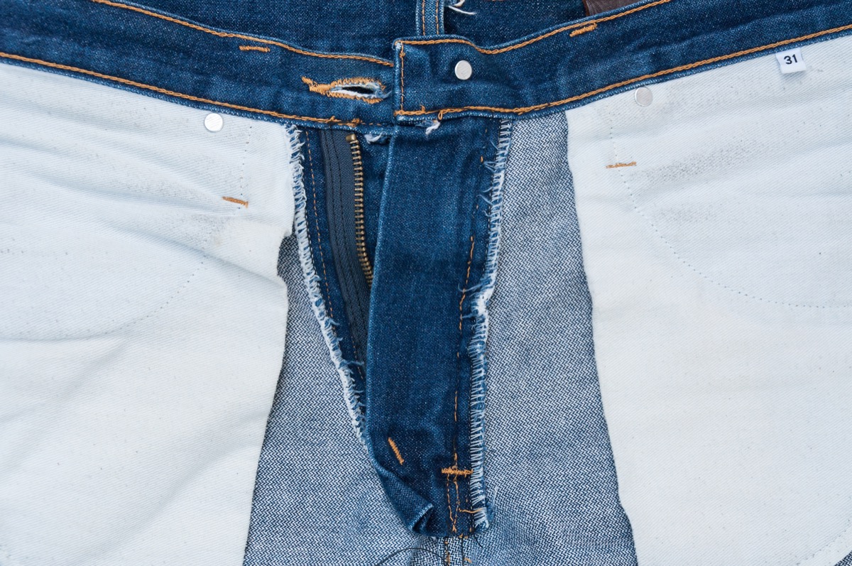 Jeans turned inside out