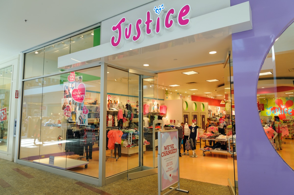 justice store exterior mall