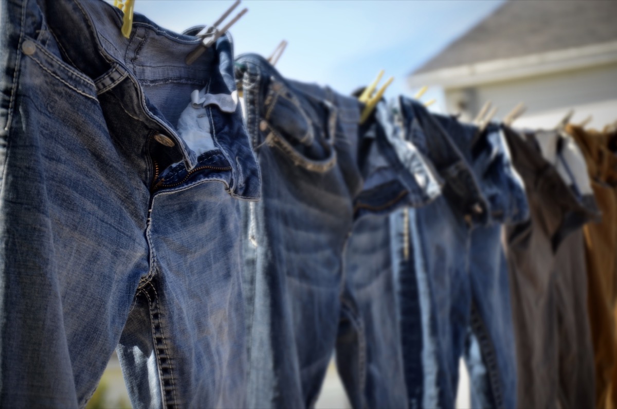 Line drying jeans outside