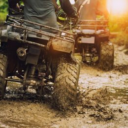 people riding atvs in mud
