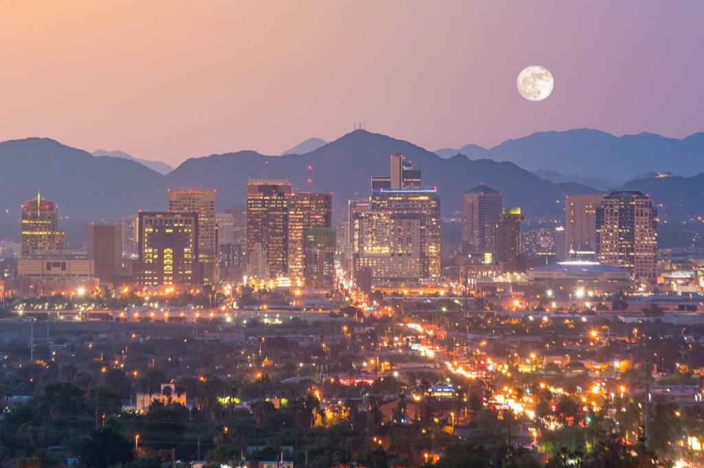 cityscape photo of Phoenix, Arizona at night