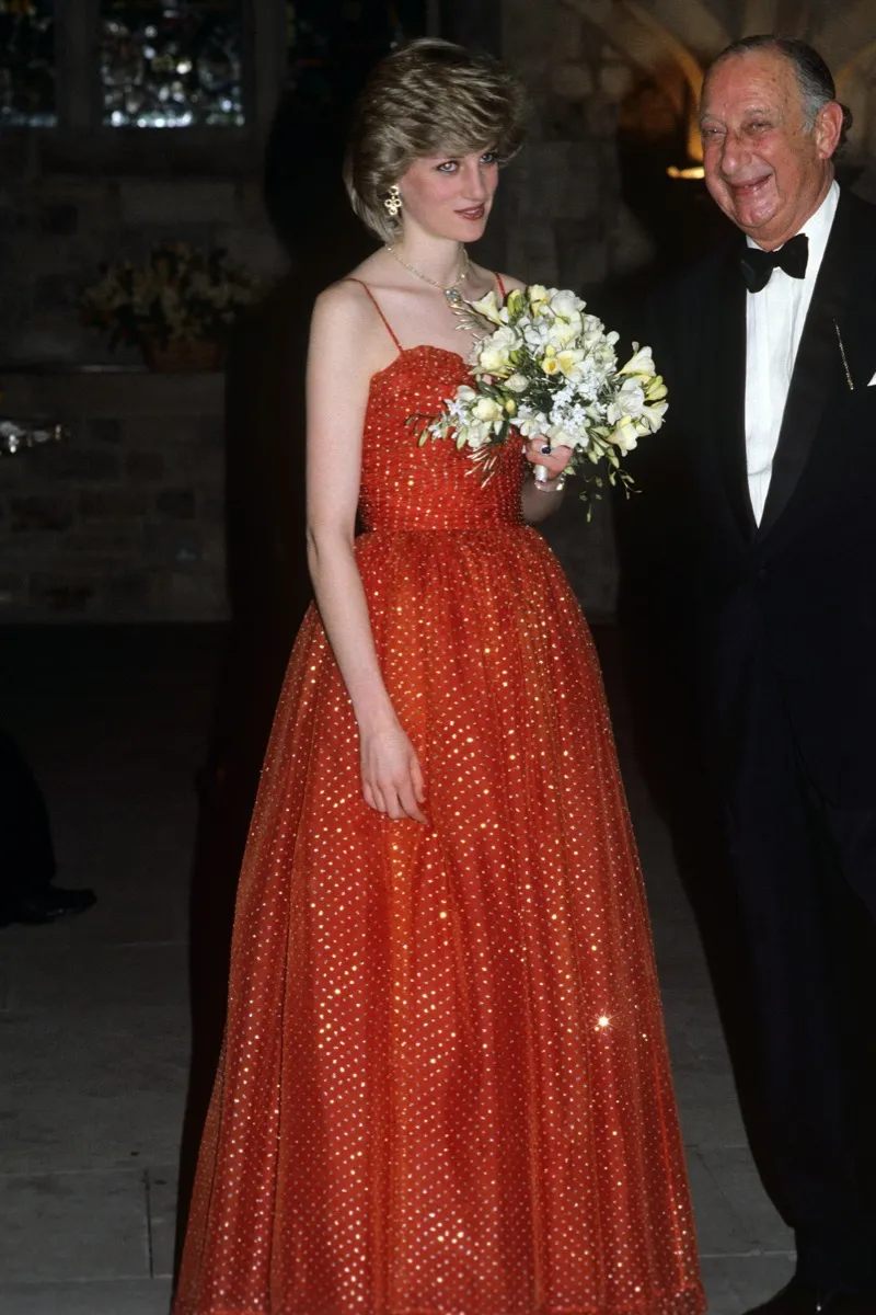 Princess Diana wears sparkly red dress at Wales Jewish Welfare Board Dinner