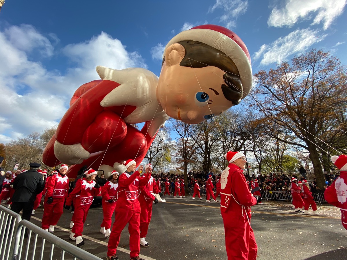 Elf on the shelf balloon at the Macy's Thanksgiving Day Parade