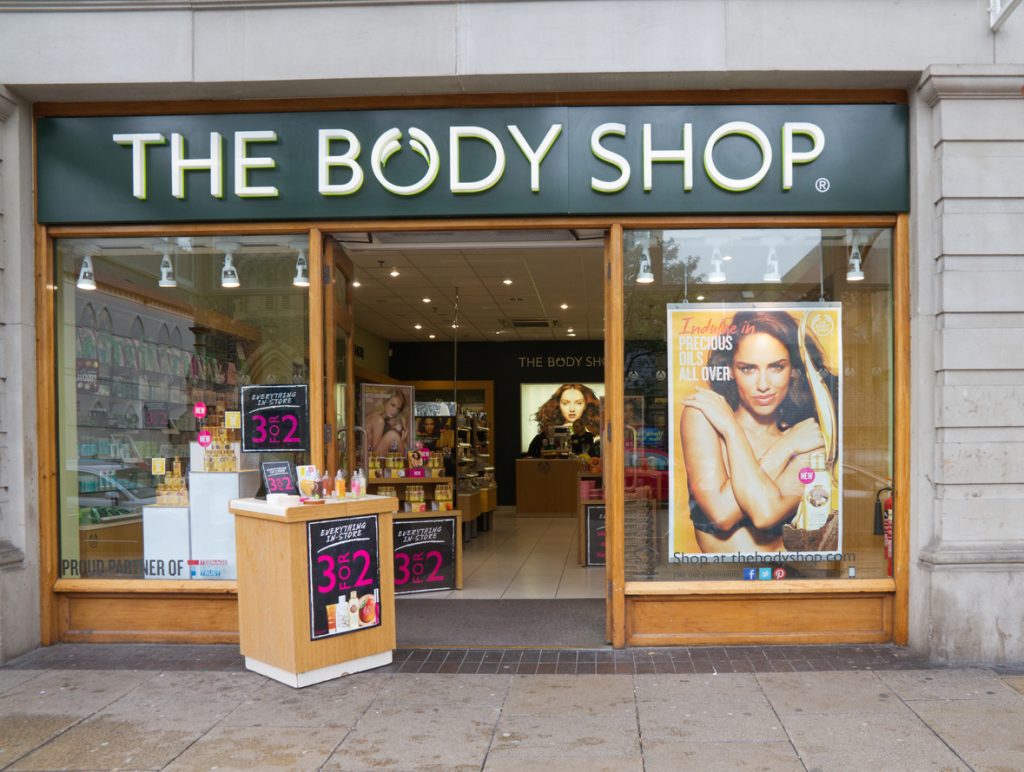 The exterior of The Body Shop retail store