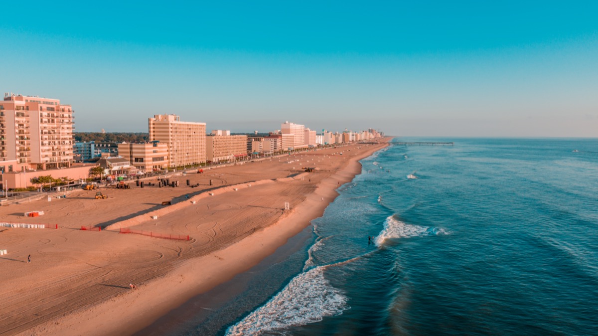 cityscape photo of a beach and hotels in Virginia Beach, Virginia