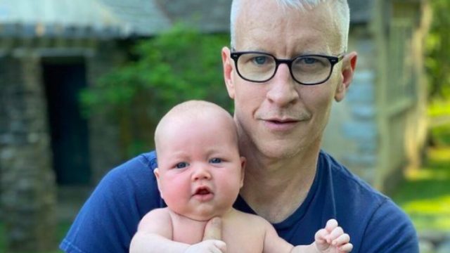 Anderson Cooper holding his son Wyatt Cooper