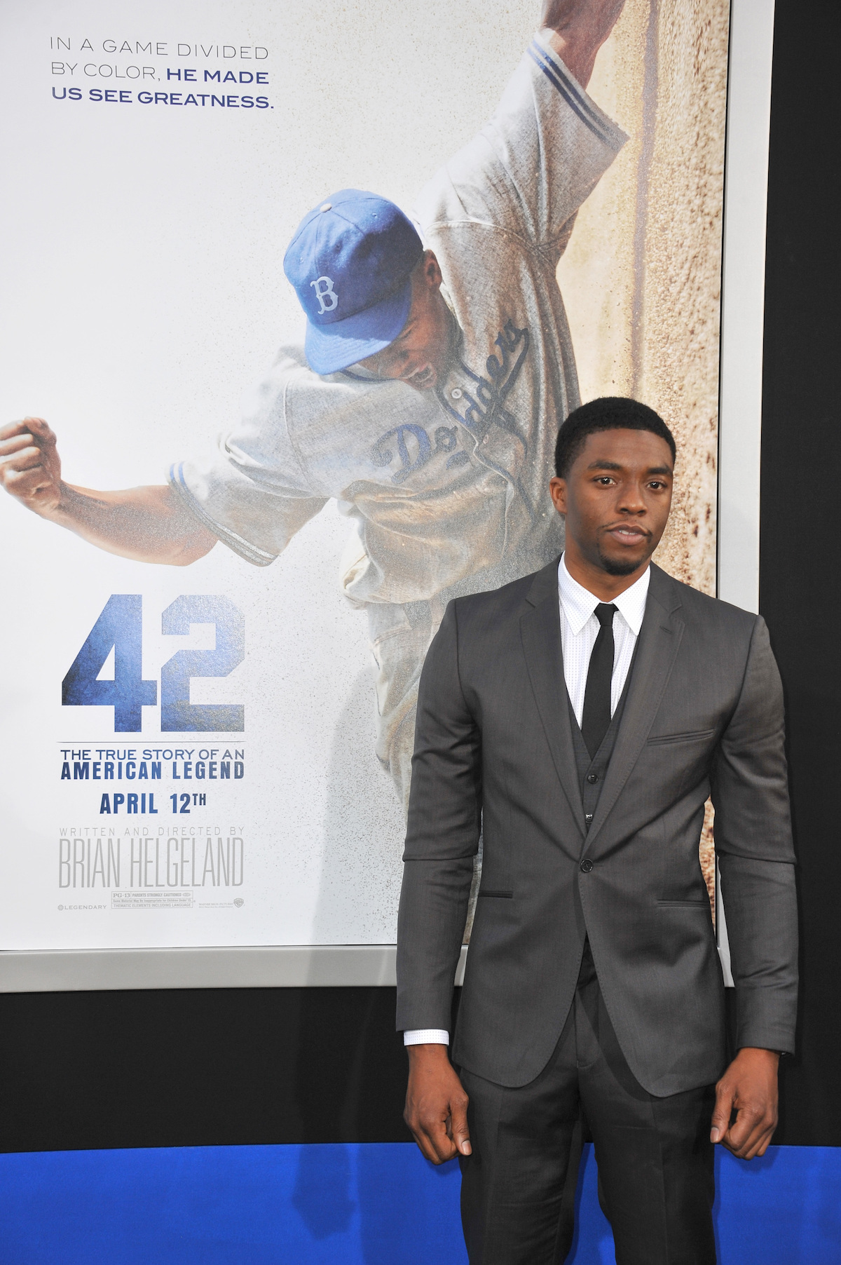Chadwick Boseman at the Los Angeles premiere of '42'