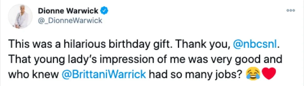 Dionne Warwick SNL Tweet