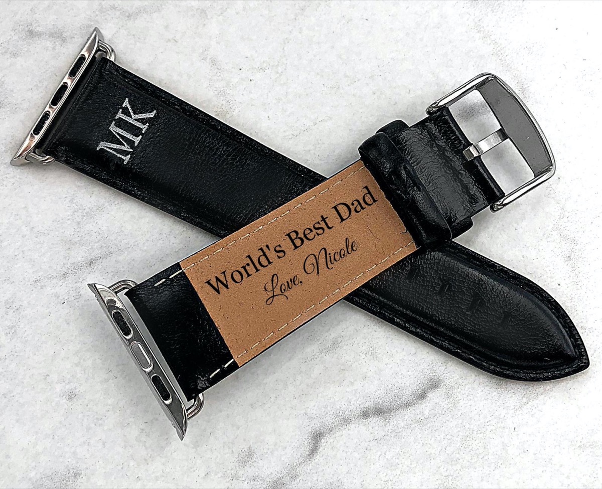 black watch band with message inside it