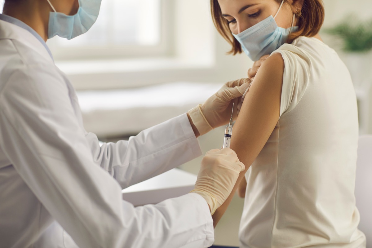 Woman getting the COVID vaccine