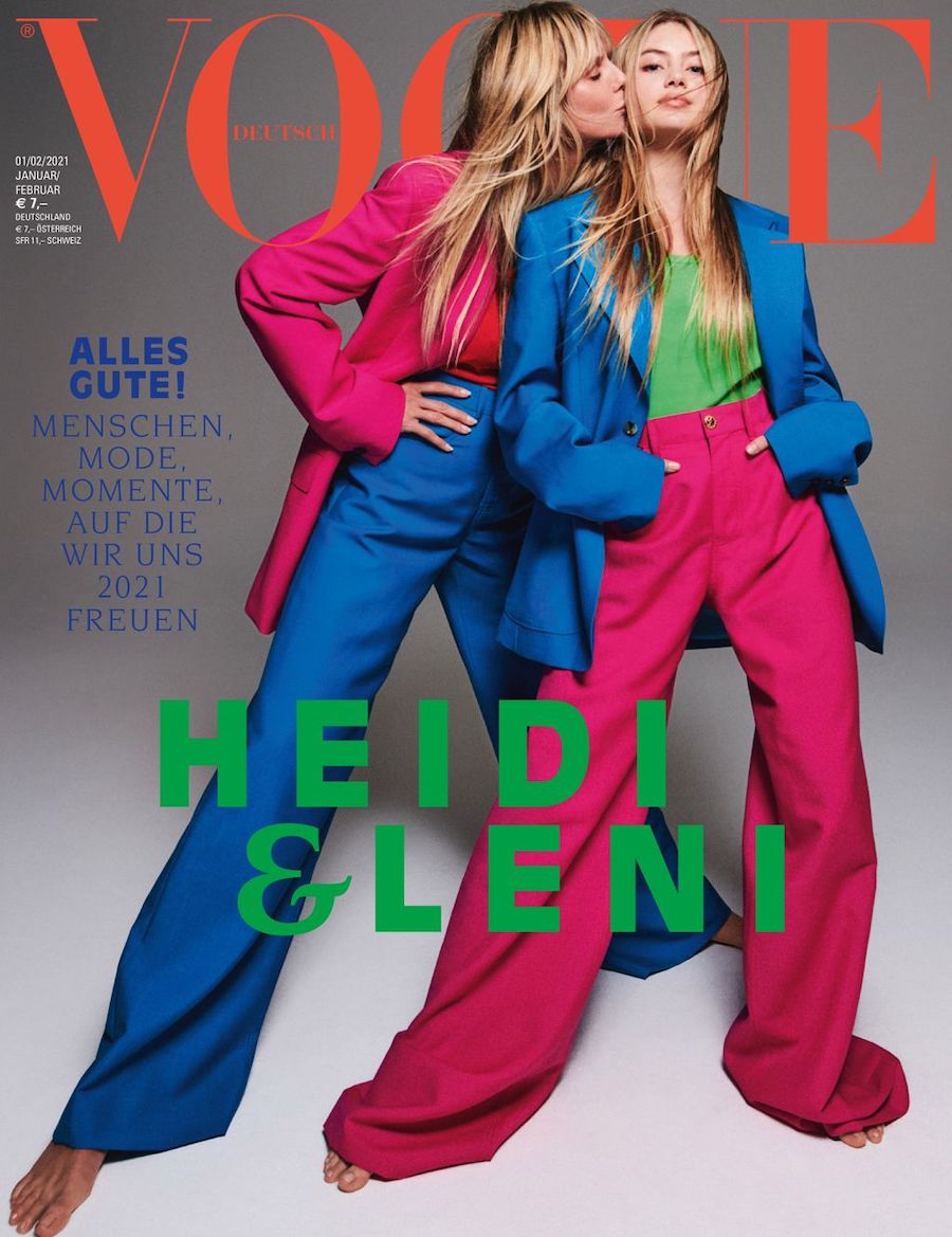 Heidi and Leni Klum on the cover of "Vogue" Germany's January/February 2021 issue