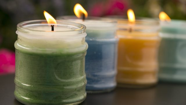 candles in glass jars
