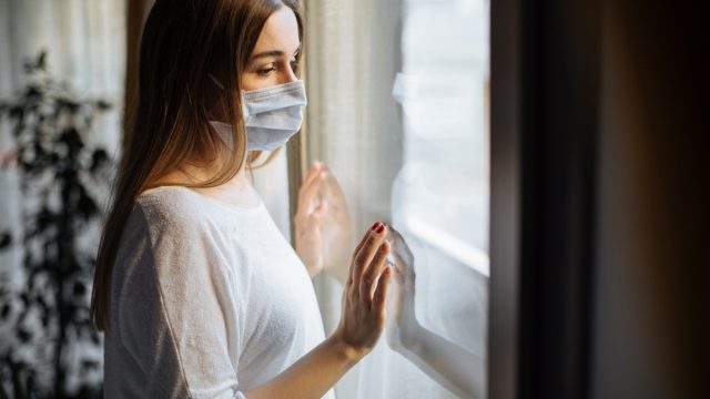 Woman in isolation at home for virus outbreak