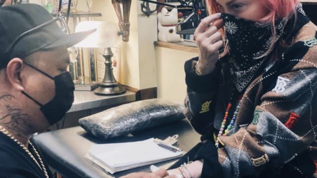 madonna posts instagram of her getting her first tattoo