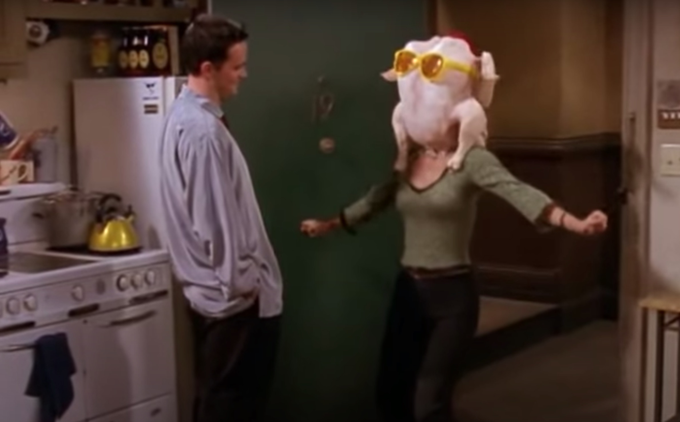 Monica with turkey on 'Friends'