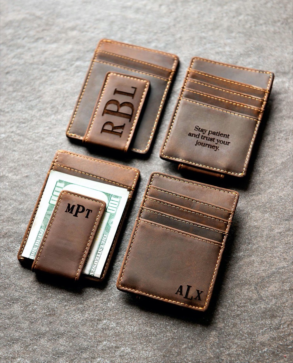 monogrammed leather wallets