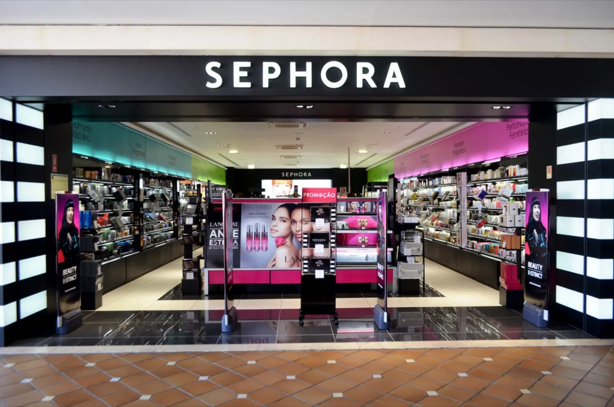 the entrance of a Sephora at a mall in Portugal
