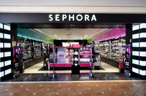 the entrance of a Sephora at a mall in Portugal