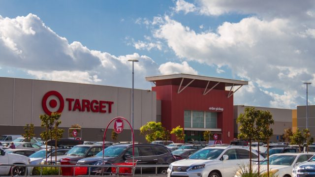 Burbank CA USA: November 27 2017: Target Store Exterior view of a Target retail store. Target Corporation is an American retailing company headquartered in Minneapolis, Minnesota. It is the second-largest discount retailer in the United States. The store is shown during the holiday season.