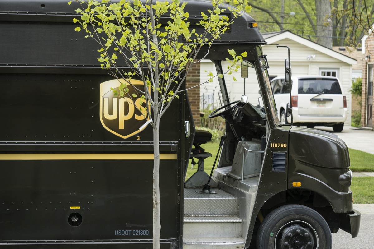 Rochester, Michigan, USA - May 11, 2016: A UPS truck parked in a residential area in Rochester.