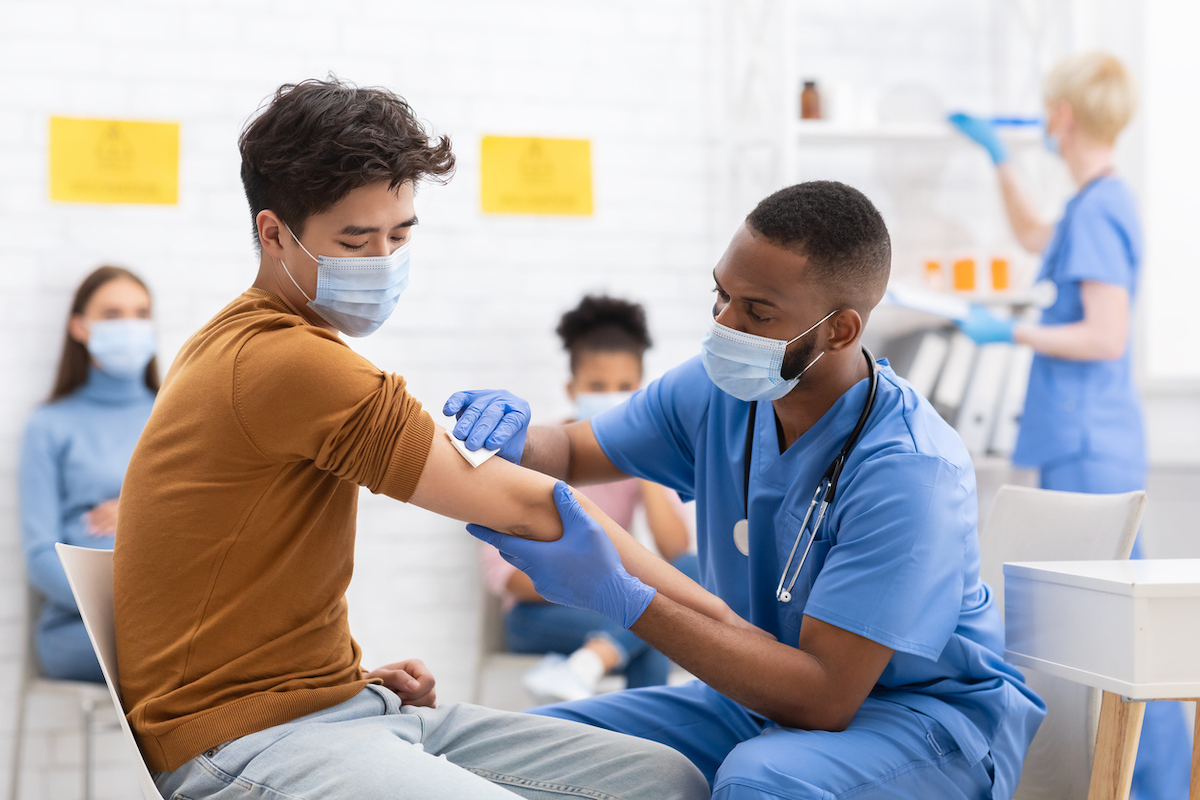 Patient Getting Vaccinated Against Coronavirus In Hospital