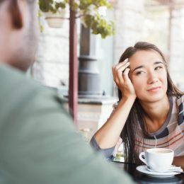 young white woman on bad date with man