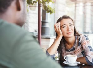 young white woman on bad date with man