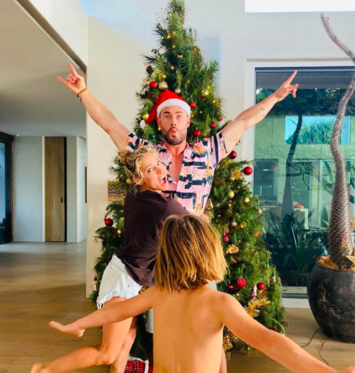 Chris Hemsworth with wife and child on Instagram