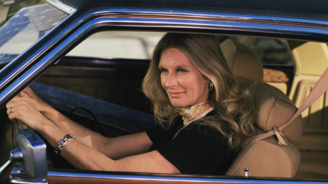 Actress Cloris Leachman Driving a Car