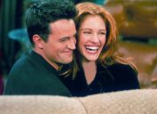 Matthew Perry and Julia Roberts on the Friends set