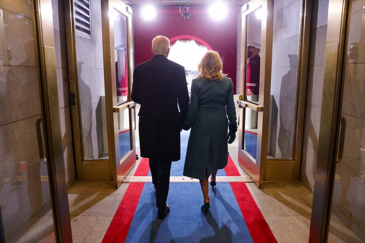 President-elect Joe Biden and incoming US First Lady Jill Biden arrive to the Inauguration ceremony on the West Front of the US Capitol on January 20, 2021, in Washington, DC