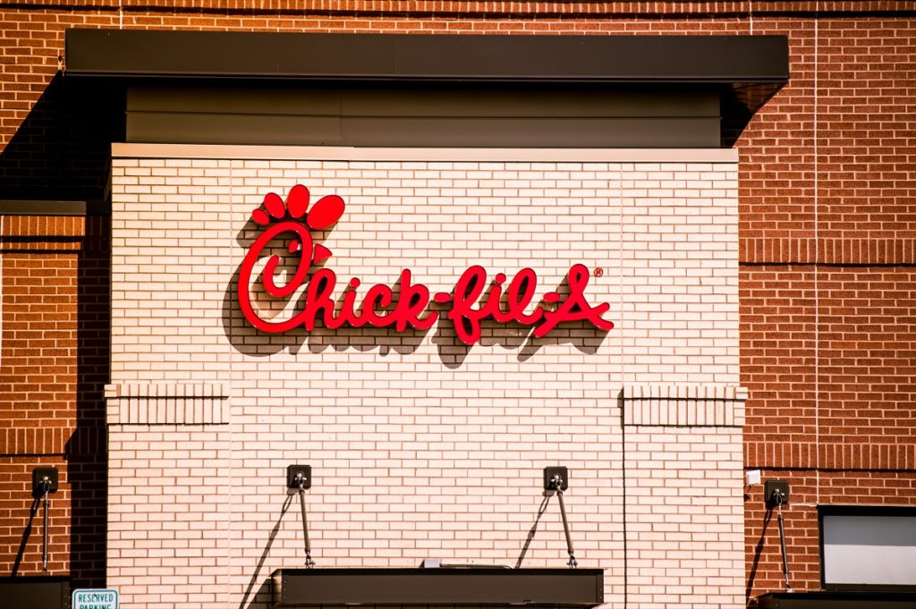 Chick-Fil-A sign on the side of the restaurant in Madison, Wisconsin