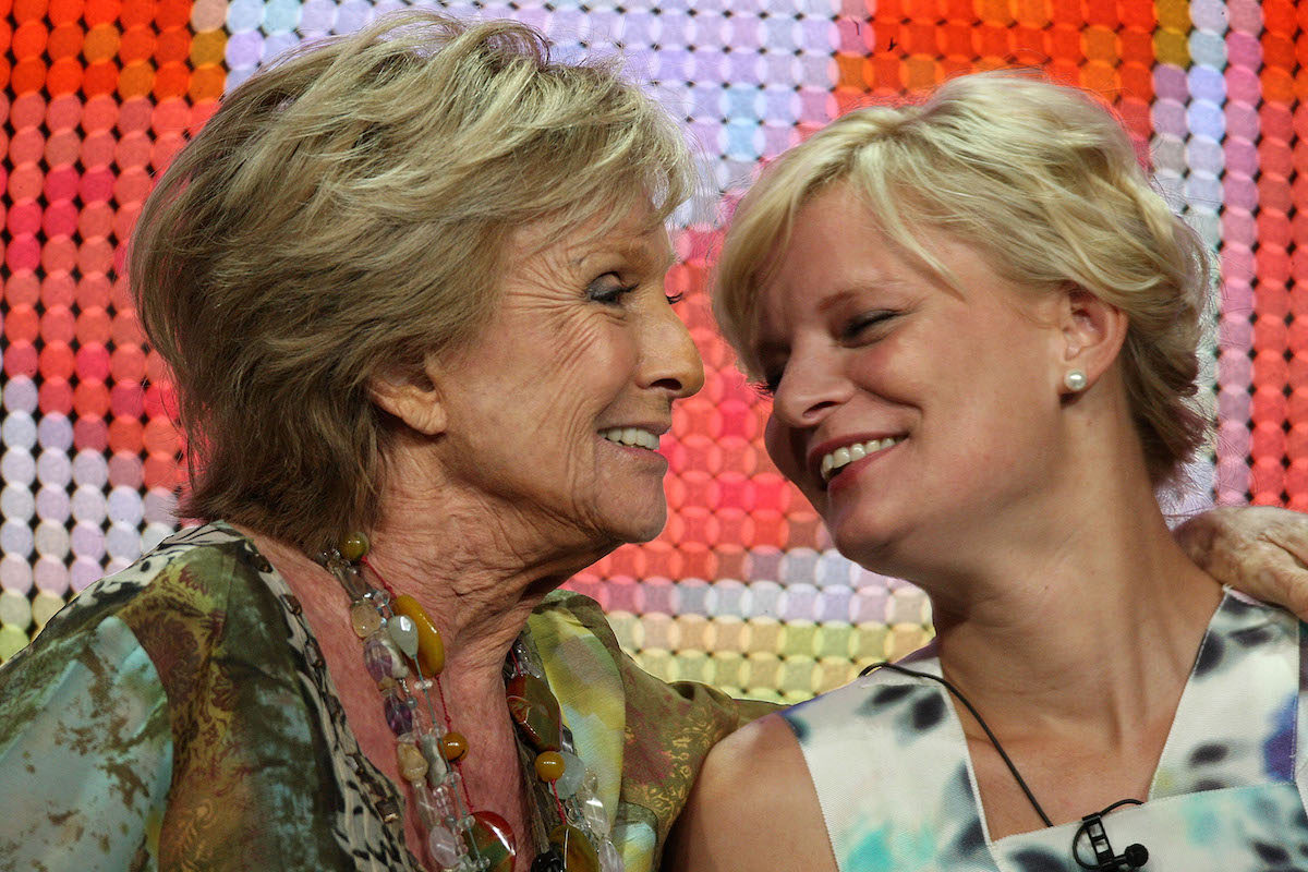 Cloris Leachman and Martha Plimpton speak onstage during the "Raising Hope" panel for the FOX portion of the summer Television Critics Association press tour at the Beverly Hilton Hotel on August 2, 2010 in Beverly Hills, California.