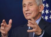 Director of the National Institute of Allergy and Infectious Diseases Anthony Fauci speaks during the daily briefing in the Brady Briefing Room of the White House in Washington, DC on January 21, 2021.