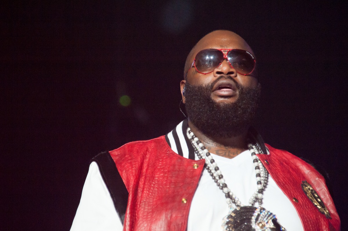 rick ross in red and white jacket