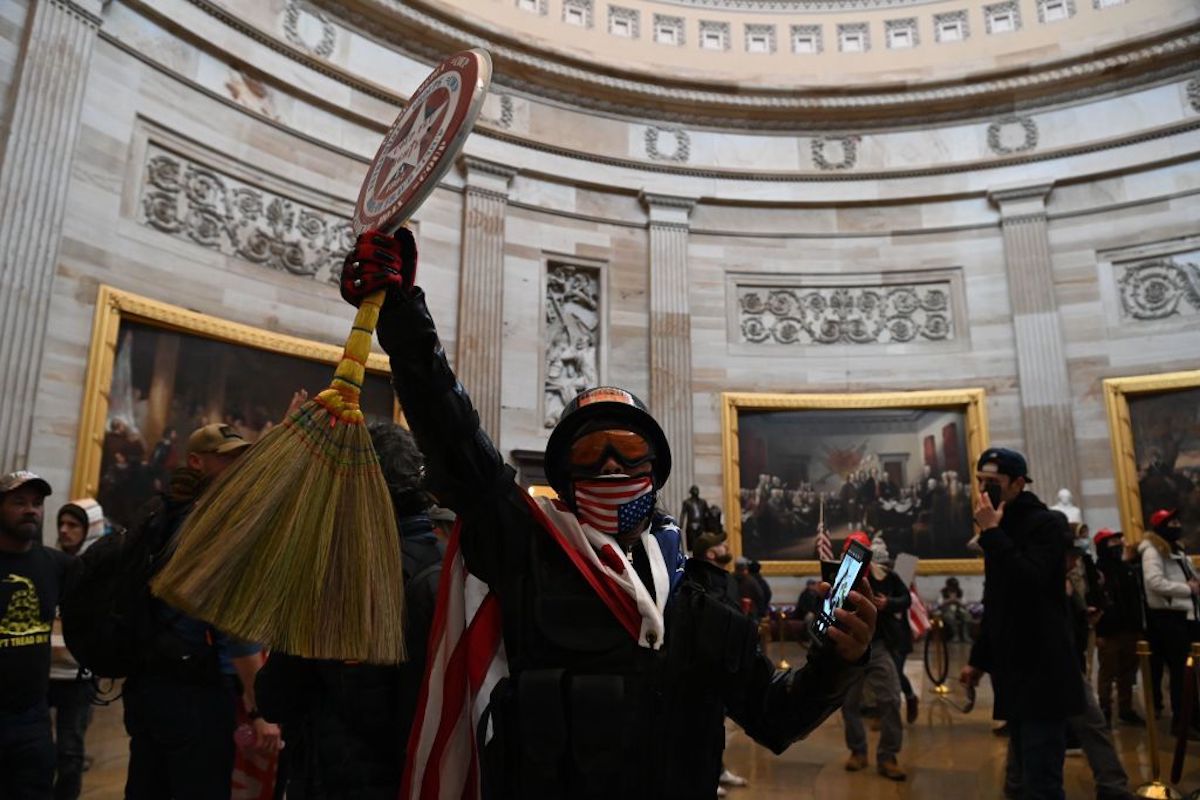 Supporters of US President Donald Trump enter the US Capitol's Rotunda on January 6, 2021, in Washington, DC. - Demonstrators breeched security and entered the Capitol as Congress debated the a 2020 presidential election Electoral Vote Certification
