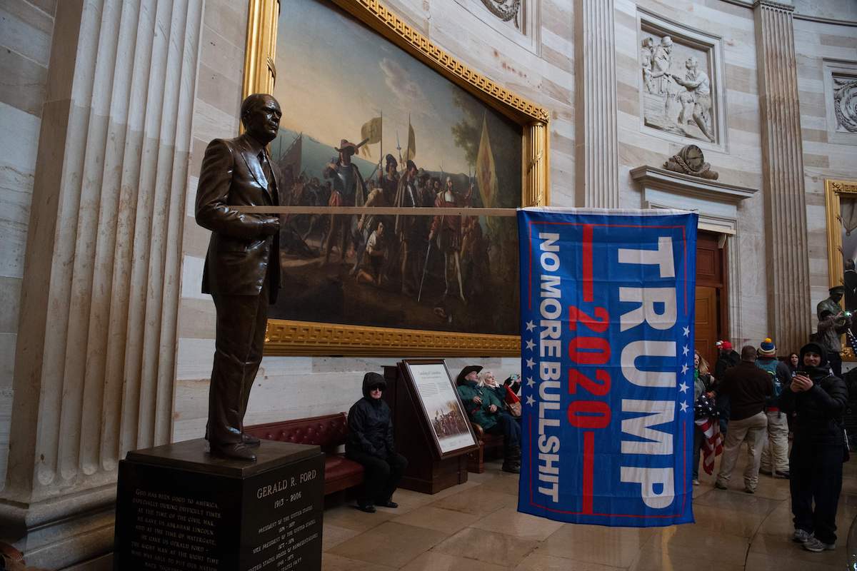 Supporters of US President Donald Trump enter the US Capitol's Rotunda on January 6, 2021, in Washington, DC. - Demonstrators breeched security and entered the Capitol as Congress debated the a 2020 presidential election Electoral Vote Certification