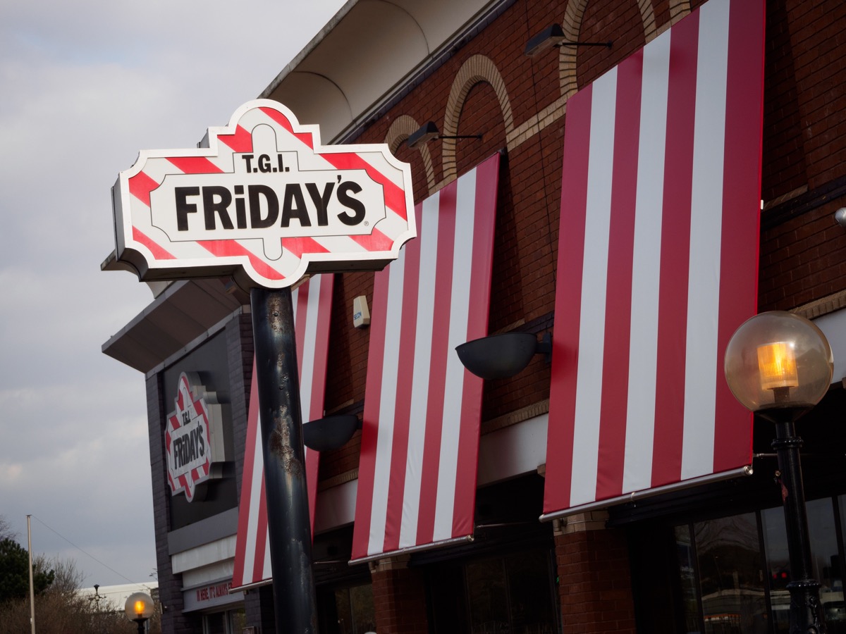 The exterior and logo of a T.G.I. Friday's restaurant