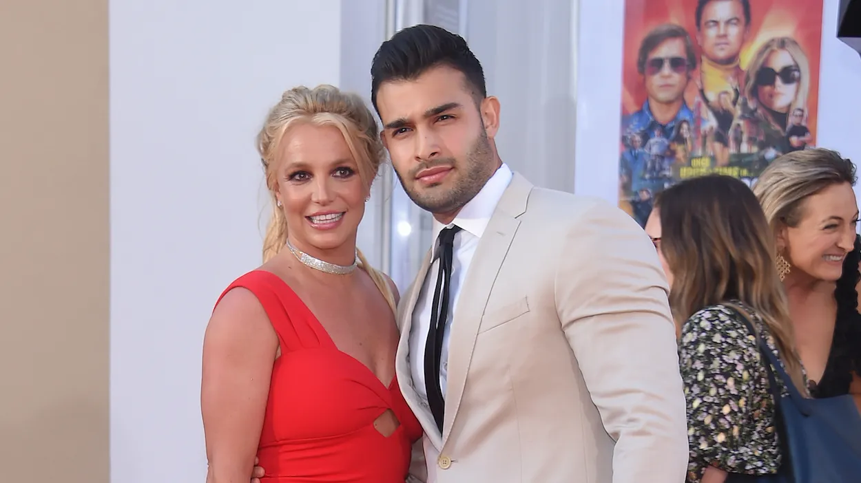Britney Spears and Sam Asghari at the premiere of "Once Upon a Time in Hollywood" in 2019