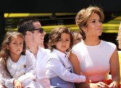 Jennifer Lopez, Casper Smart, and her twins Emme and Max in 2013