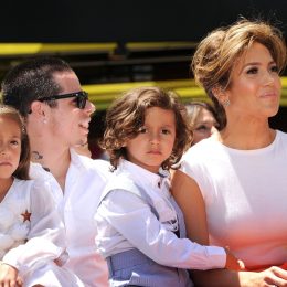 Jennifer Lopez, Casper Smart, and her twins Emme and Max in 2013
