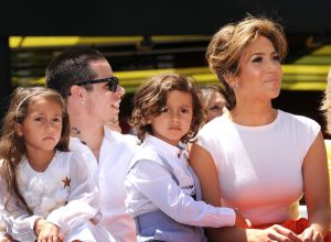 Jennifer Lopez, Casper Smart, and her twins Emme and Max in 2013