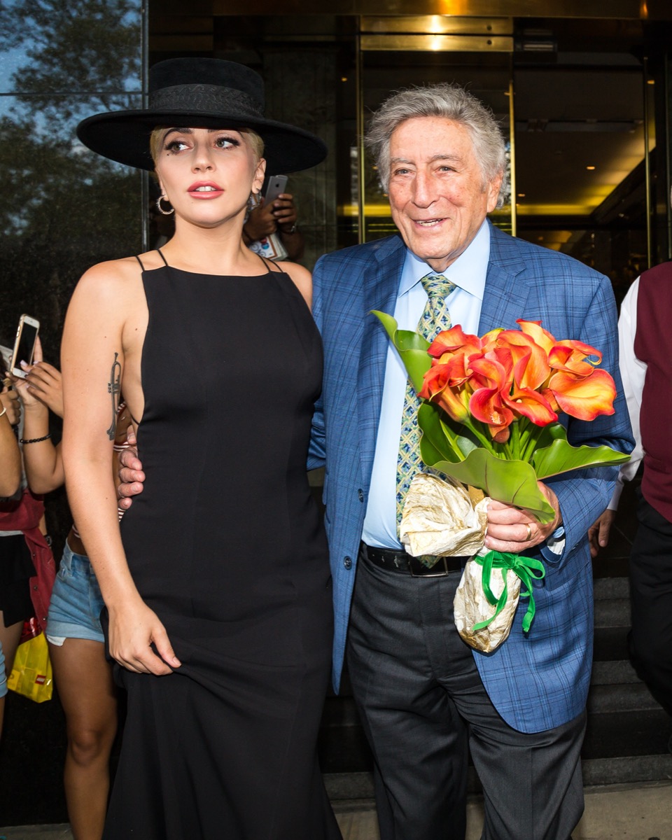 Lady Gaga and Tony Bennett in New York City on his 90th birthday in August 2016