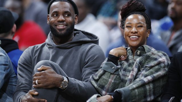LeBron James and Savannah Brinson at the Ohio Scholastic Play-By-Play Classic in 2019