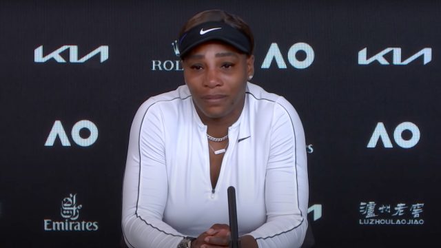 Serena Williams gets emotional at press conference